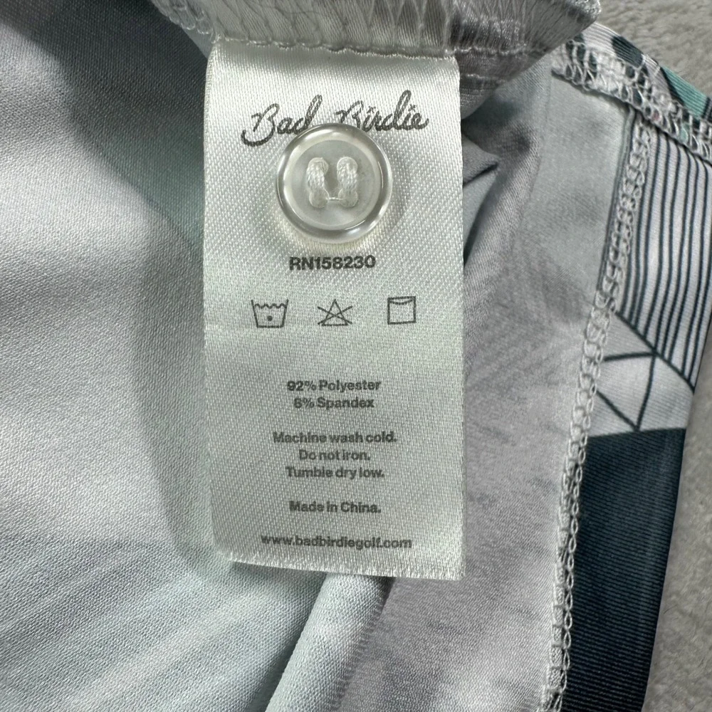 Bad Birdie Polo Shirt Mens Medium Multicolor Geometric Triangle Golf Performance - Picture 7 of 11